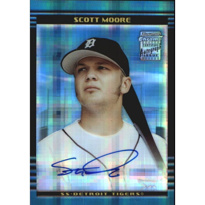 2002 Bowman Chrome Draft X-Fractors #166 Scott Moore AU. rookie card picture