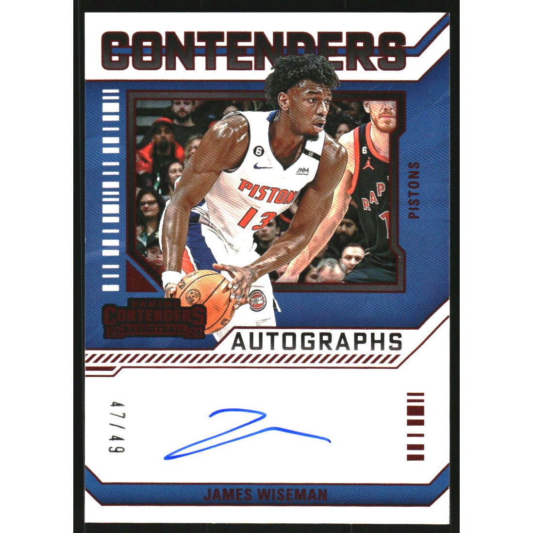 2023-24 Panini Contenders Contenders Autographs Red #5 James Wiseman. rookie card picture