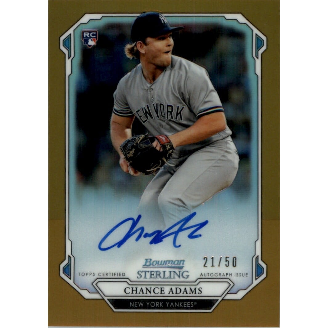 2019 Bowman Sterling Rookie Autographs Gold Refractors #BSRACA Chance Adams. rookie card picture