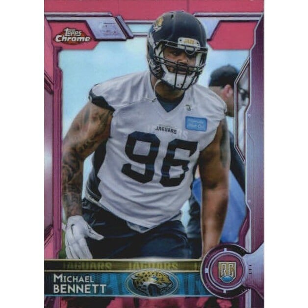 2015 Topps Chrome Mini Pink Refractors #112 Michael Bennett. rookie card picture