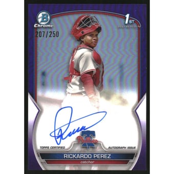 2023 Bowman Chrome Prospect Autographs Purple Refractors #CPARPZ Rickardo Perez