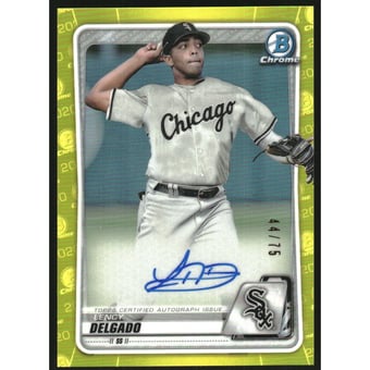 2020 Bowman Chrome Prospect Autographs Yellow Refractors #CPALD Lency Delgado