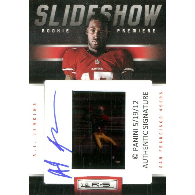 2012 Rookies and Stars Rookie Premiere Slideshow Autographs #18 A.J. Jenkins/50 2012 Rookies and Stars Rookie Premiere Slideshow Autographs #18 A.J. Jenkins/50