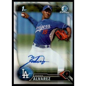 2016 Bowman Chrome Prospect Autographs Refractors #CPAYA Yadier Alvarez