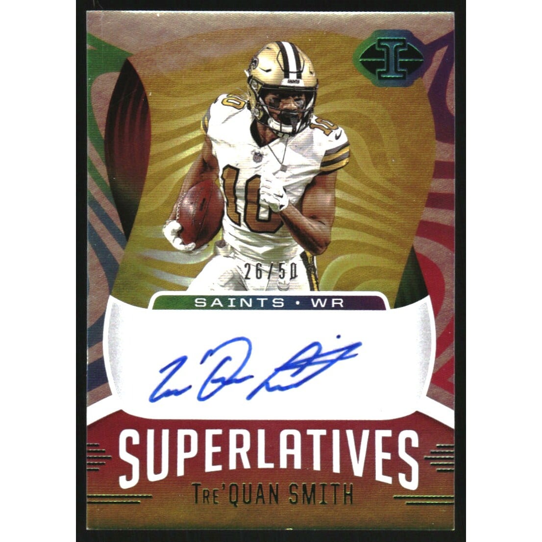2021 Panini Illusions Superlatives Autographs Green #7 Tre'Quan Smith/50. rookie card picture