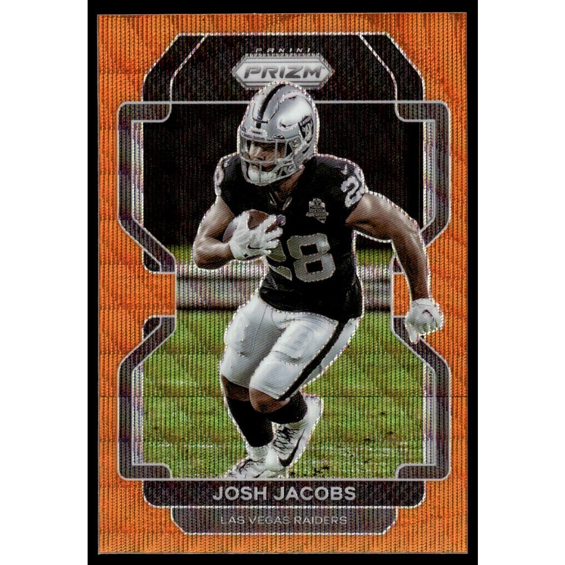 2021 Panini Prizm Prizms Orange Wave #180 Josh Jacobs. rookie card picture