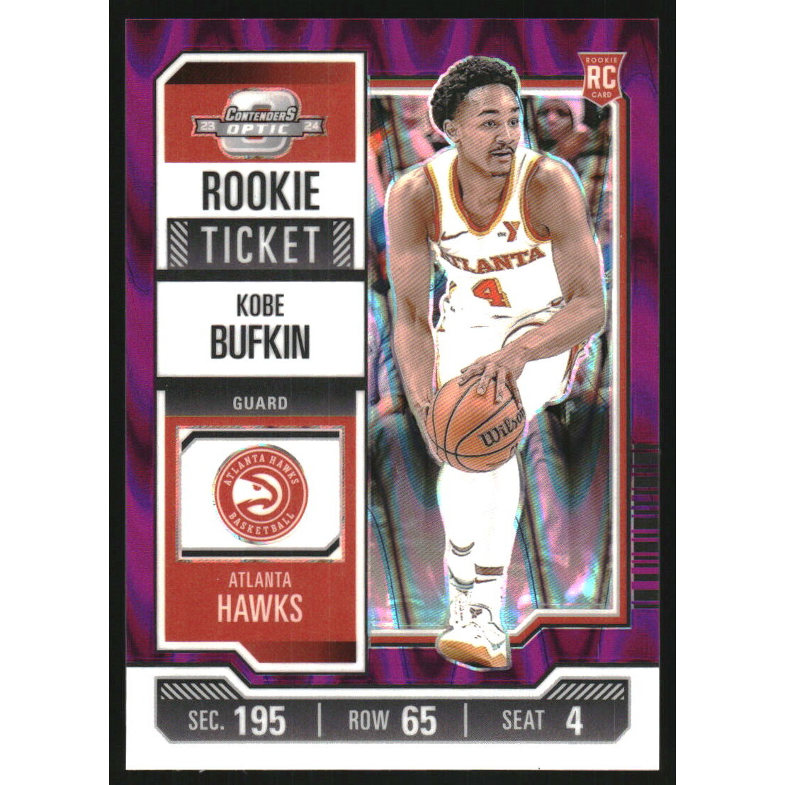 2023-24 Panini Contenders Optic Rookies Purple FOTL #17 Kobe Bufkin 2023-24 Panini Contenders Optic Rookies Purple FOTL #17 Kobe Bufkin