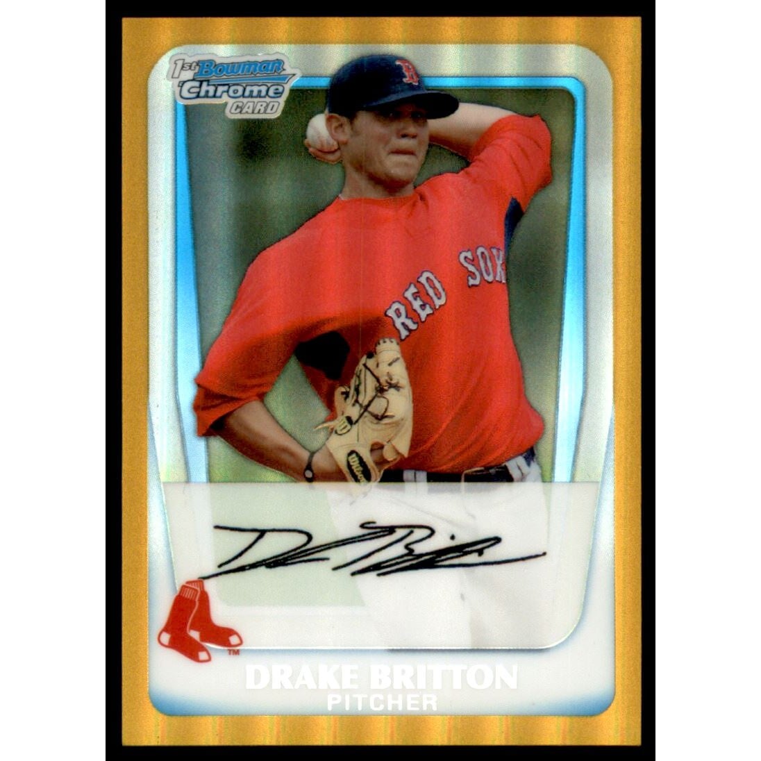 2011 Bowman Chrome Prospects Gold Refractors #BCP94 Drake Britton. rookie card picture