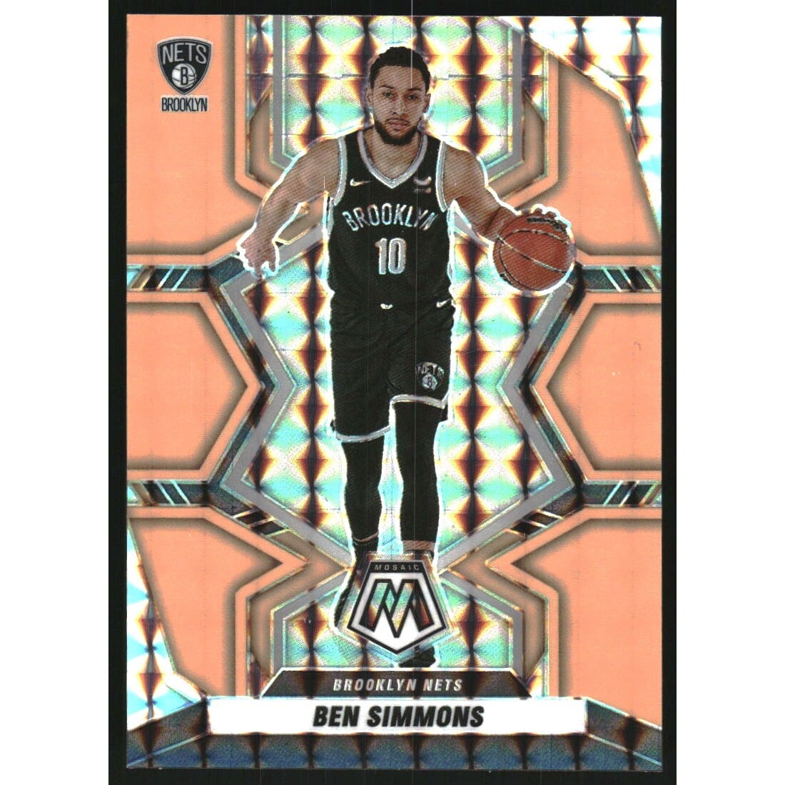 2021-22 Panini Mosaic Mosaic Orange Fluorescent #9 Ben Simmons. rookie card picture
