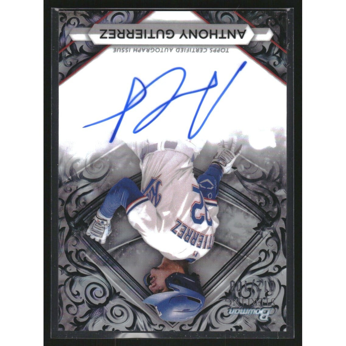 2023 Bowman Sterling Prospect Autographs Sterling Silver Refractors #PAAG Anthony Gutierrez. rookie card picture