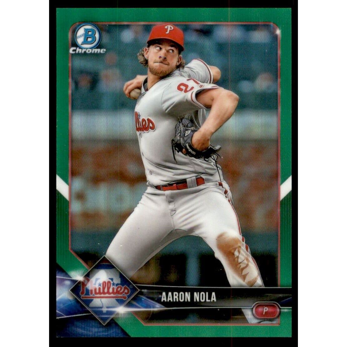 2018 Bowman Chrome Green Refractors #22 Aaron Nola. rookie card picture