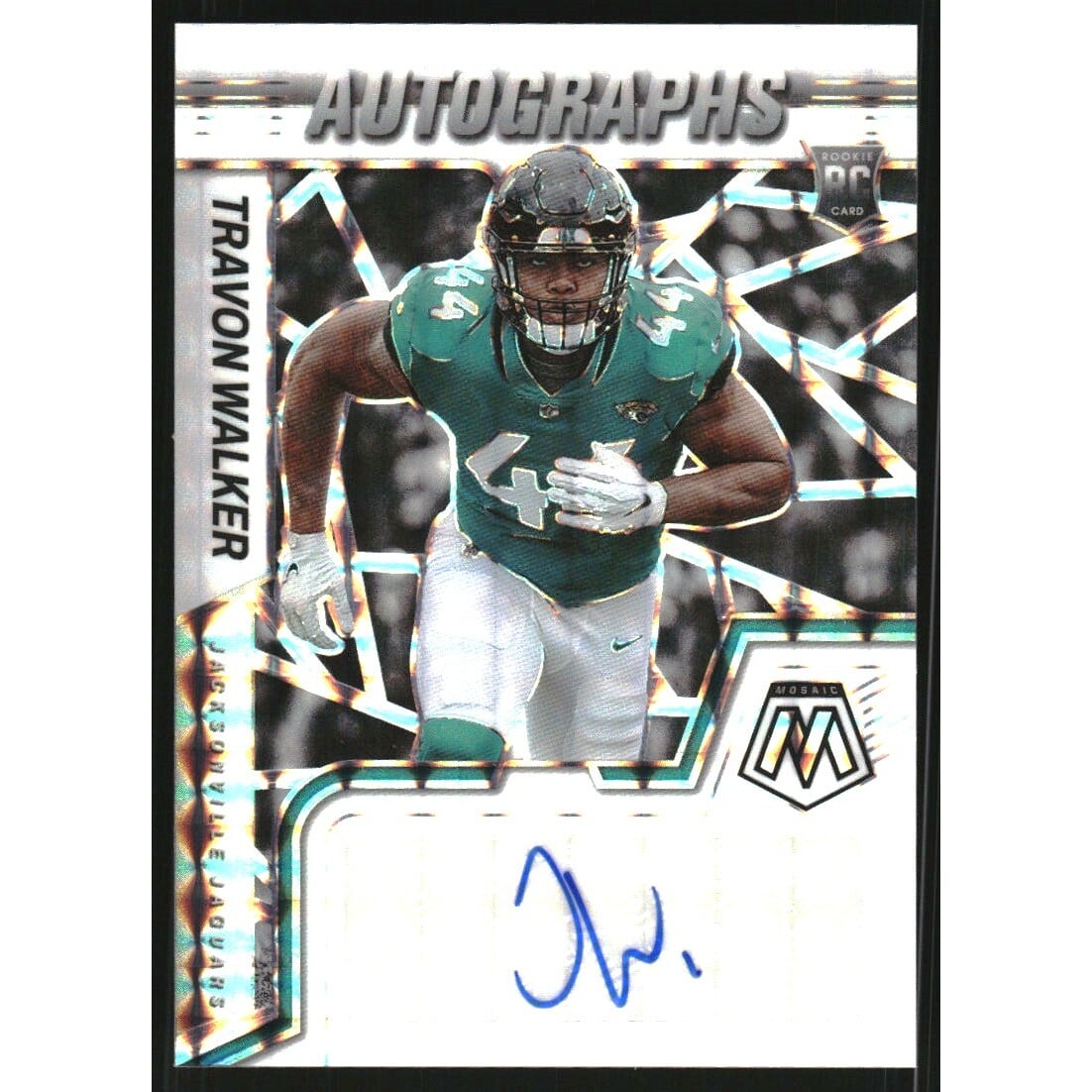 2022 Panini Mosaic Rookie Autographs Mosaic White #33 Travon Walker. rookie card picture