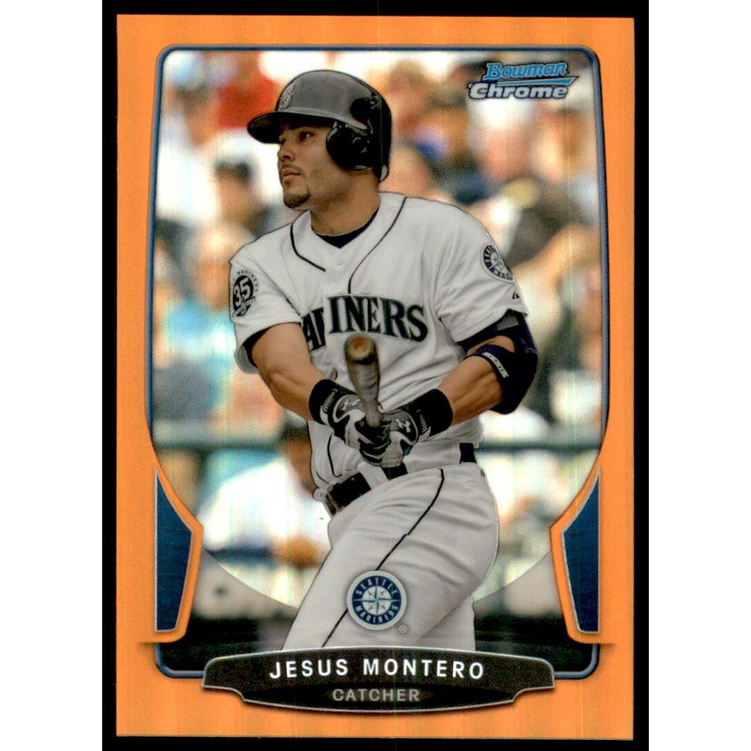 2013 Bowman Chrome Orange Refractors #183 Jesus Montero. rookie card picture