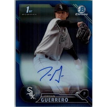 2016 Bowman Chrome Prospect Autographs Blue Refractors #CPAJGU Jordan Guerrero