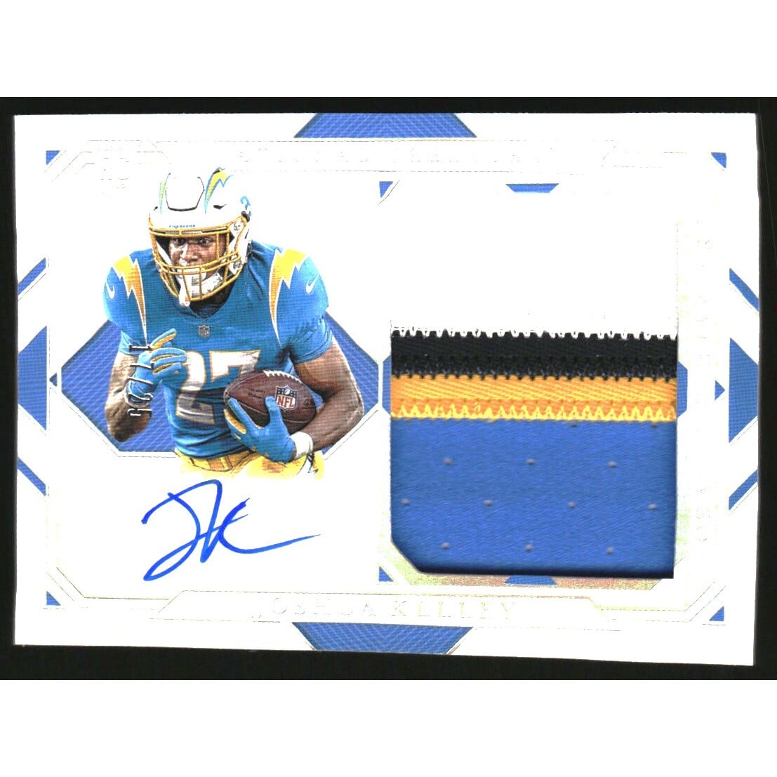 2020 Panini National Treasures Rookie Material Signatures RPS Holo Silver #40 Joshua Kelley. rookie card picture