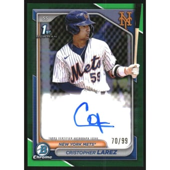 2024 Bowman Chrome Prospect Autographs Green Refractors #CPACLA Cristopher Larez