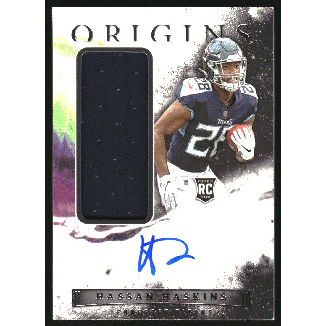 2022 Panini Origins #189 Hassan Haskins JSY AU. rookie card picture