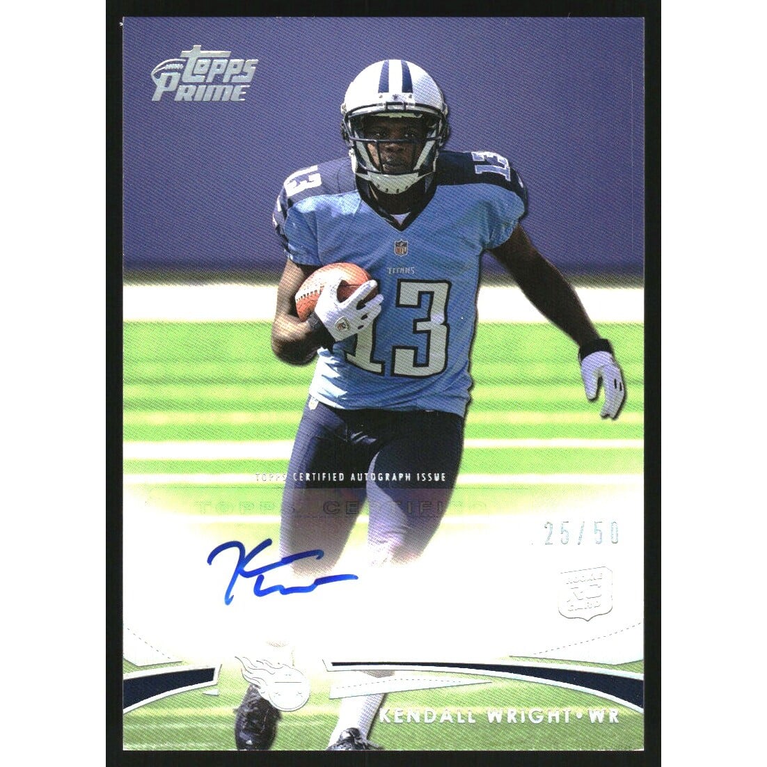 2012 Topps Prime Rookie Autographs Silver Rainbow #46 Kendall Wright. rookie card picture