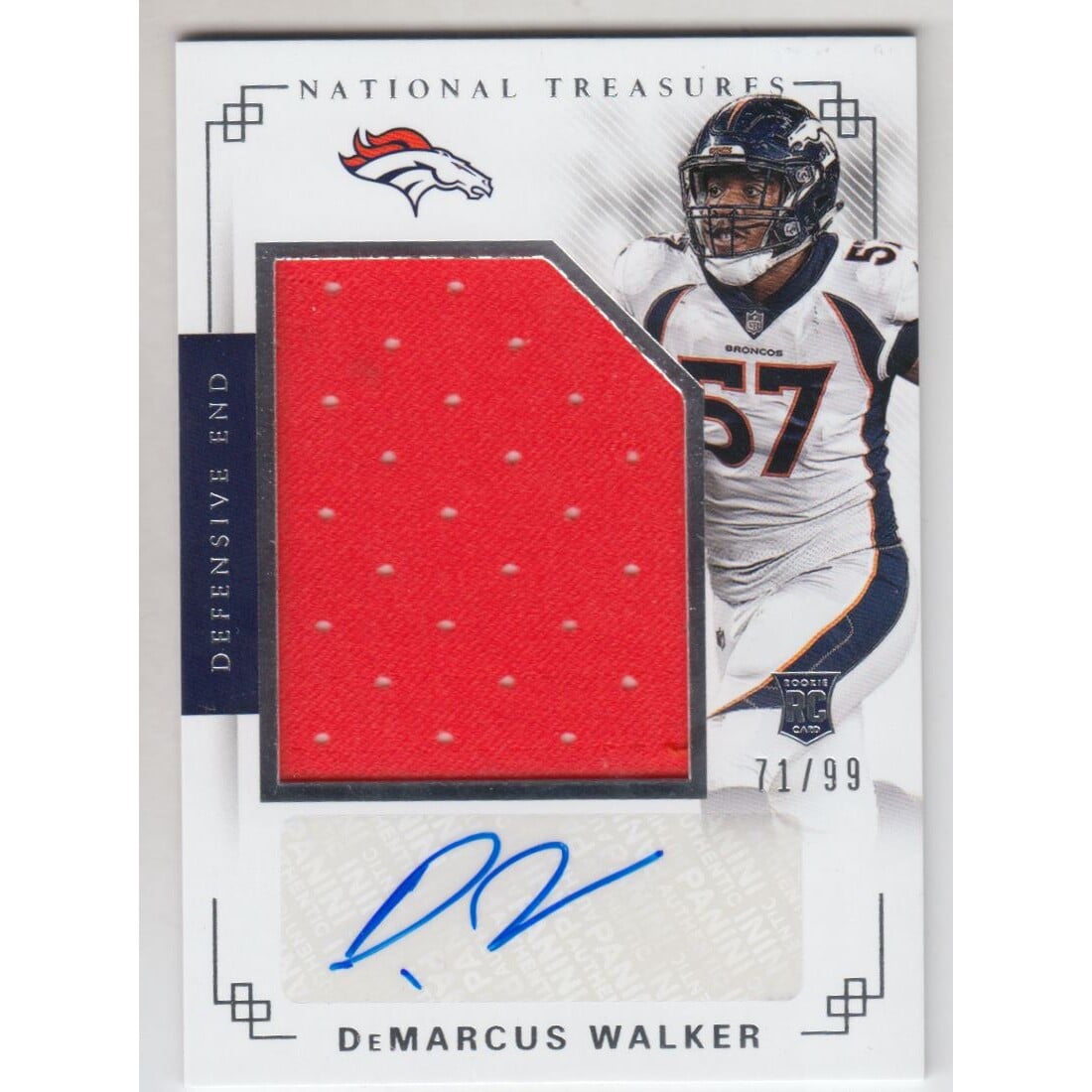 2017 Panini National Treasures #206 DeMarcus Walker JSY AU RC. rookie card picture