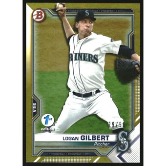 2021 Bowman 1st Edition Gold Foil #BFE58 Logan Gilbert