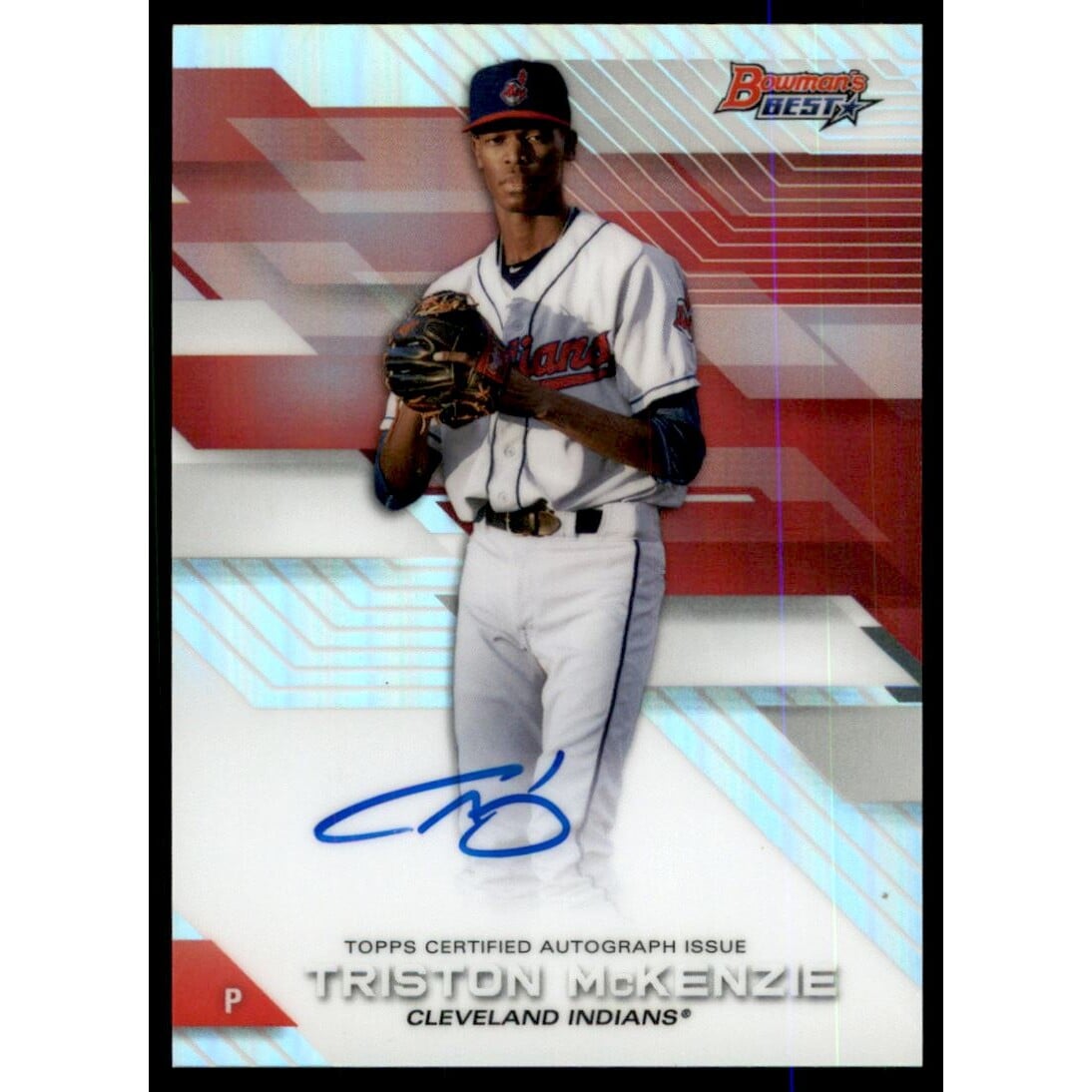 2017 Bowman's Best Best of '17 Autographs Refractors #B17TM Triston McKenzie. rookie card picture