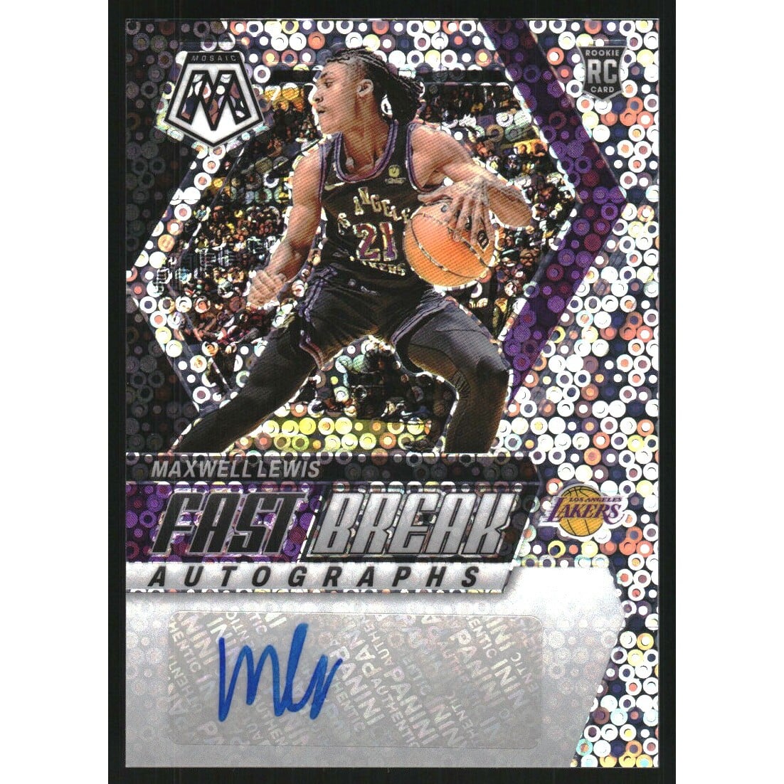 2023-24 Panini Mosaic Autographs Fast Break #75 Maxwell Lewis. rookie card picture