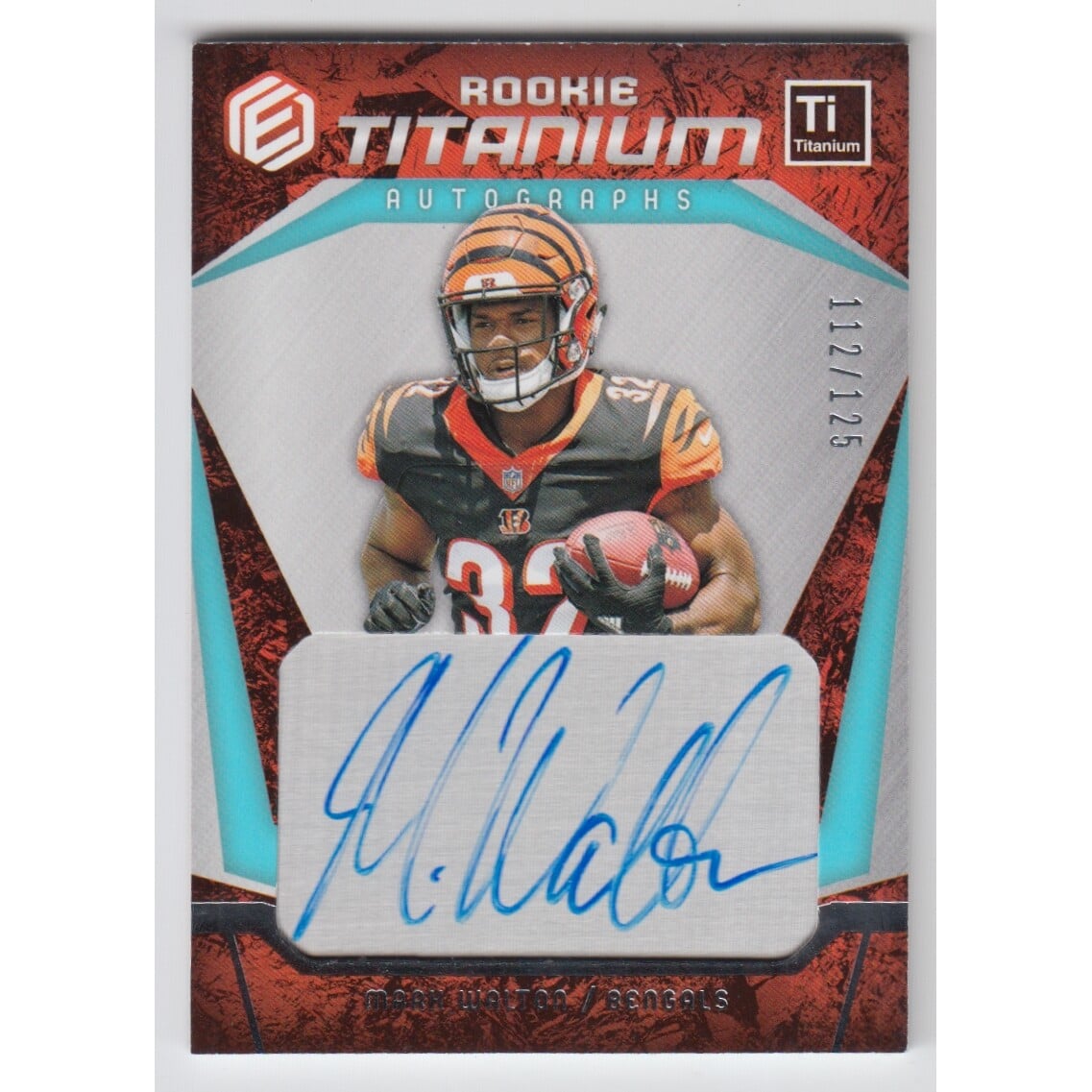 2018 Panini Elements Rookie Titanium Autographs Silver #26 Mark Walton/125. rookie card picture