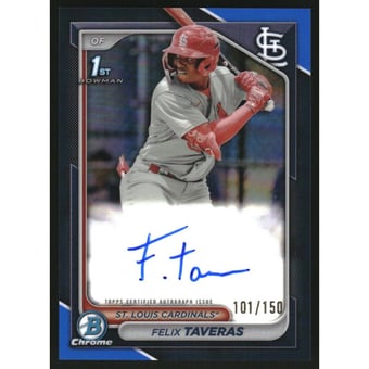 2024 Bowman Chrome Prospect Autographs Blue Refractors #CPAFT Felix Taveras