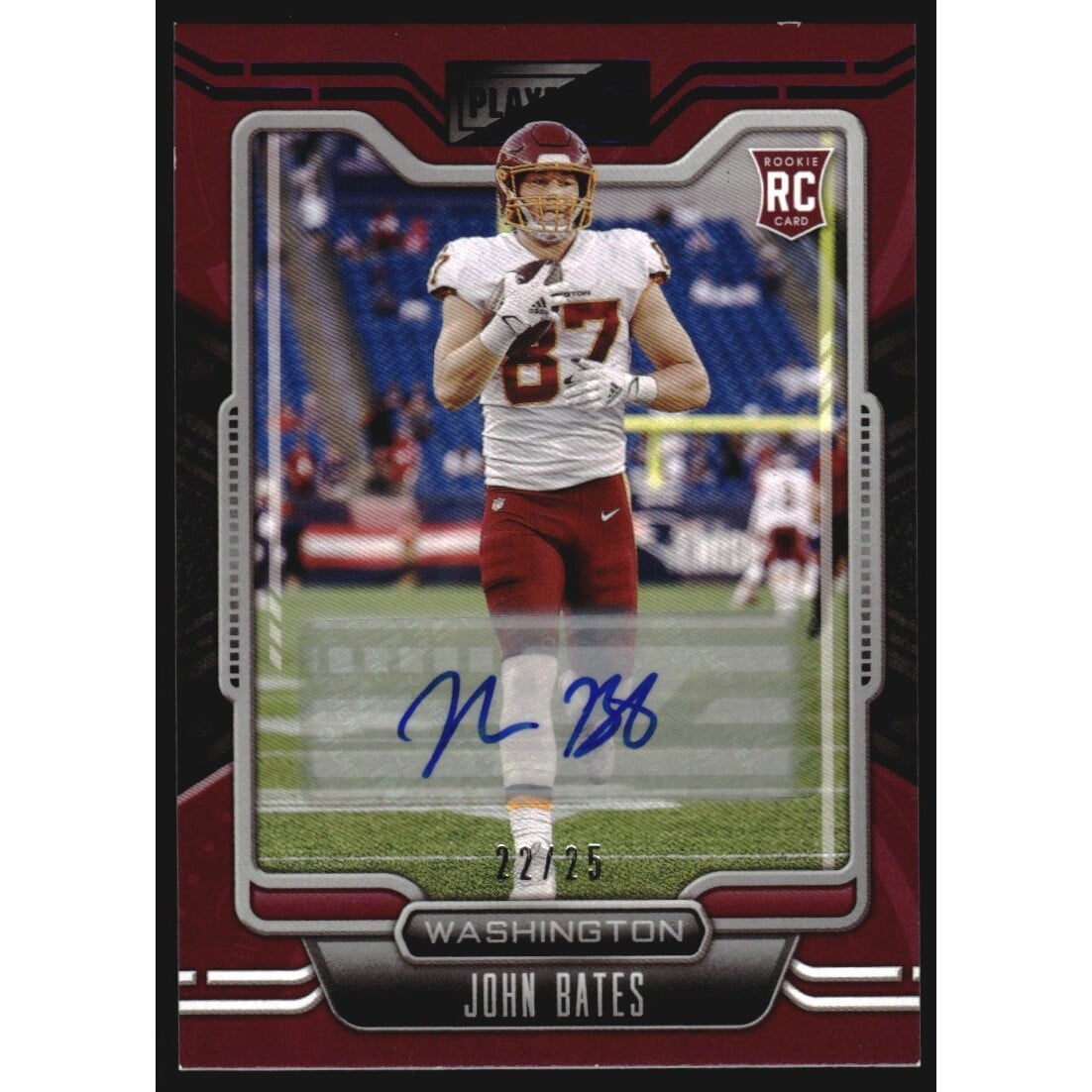 2021 Panini Playbook Rookies Signatures Blue #180 John Bates. rookie card picture