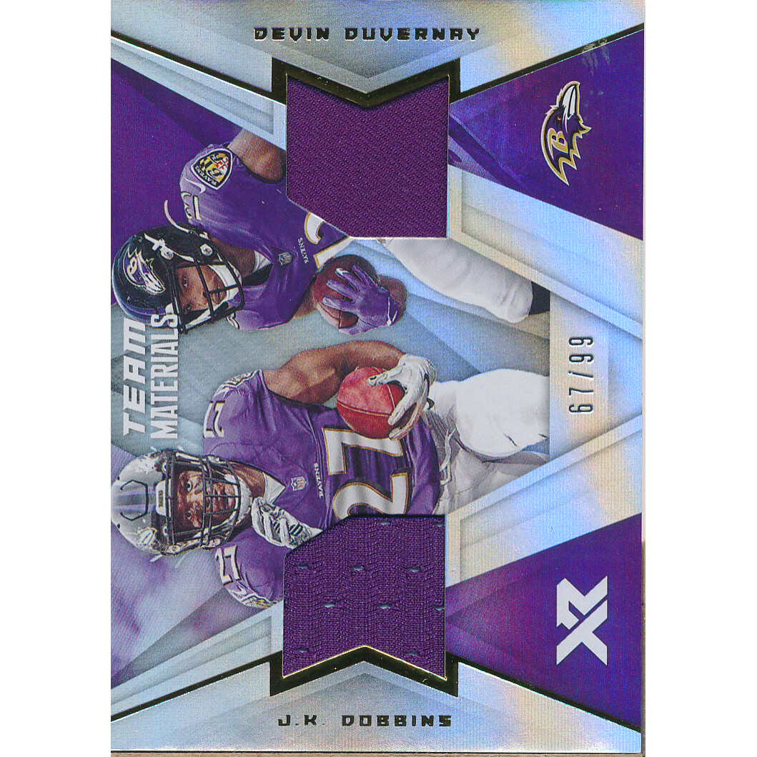2020 Panini XR Team Materials #10 Devin Duvernay/J.K. Dobbins. rookie card picture