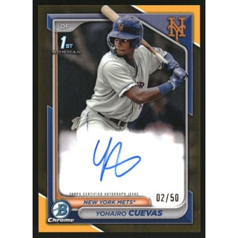 2024 Bowman Chrome Prospect Autographs Gold Refractors #CPAYCU Yohairo Cuevas