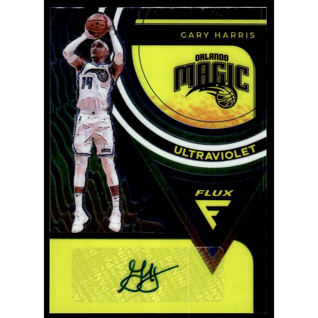 2020-21 Panini Flux Ultraviolet Signatures #15 Gary Harris. rookie card picture