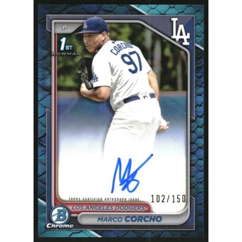 2024 Bowman Chrome Prospect Autographs Blue Reptilian Refractors #CPAMC Marco Corcho