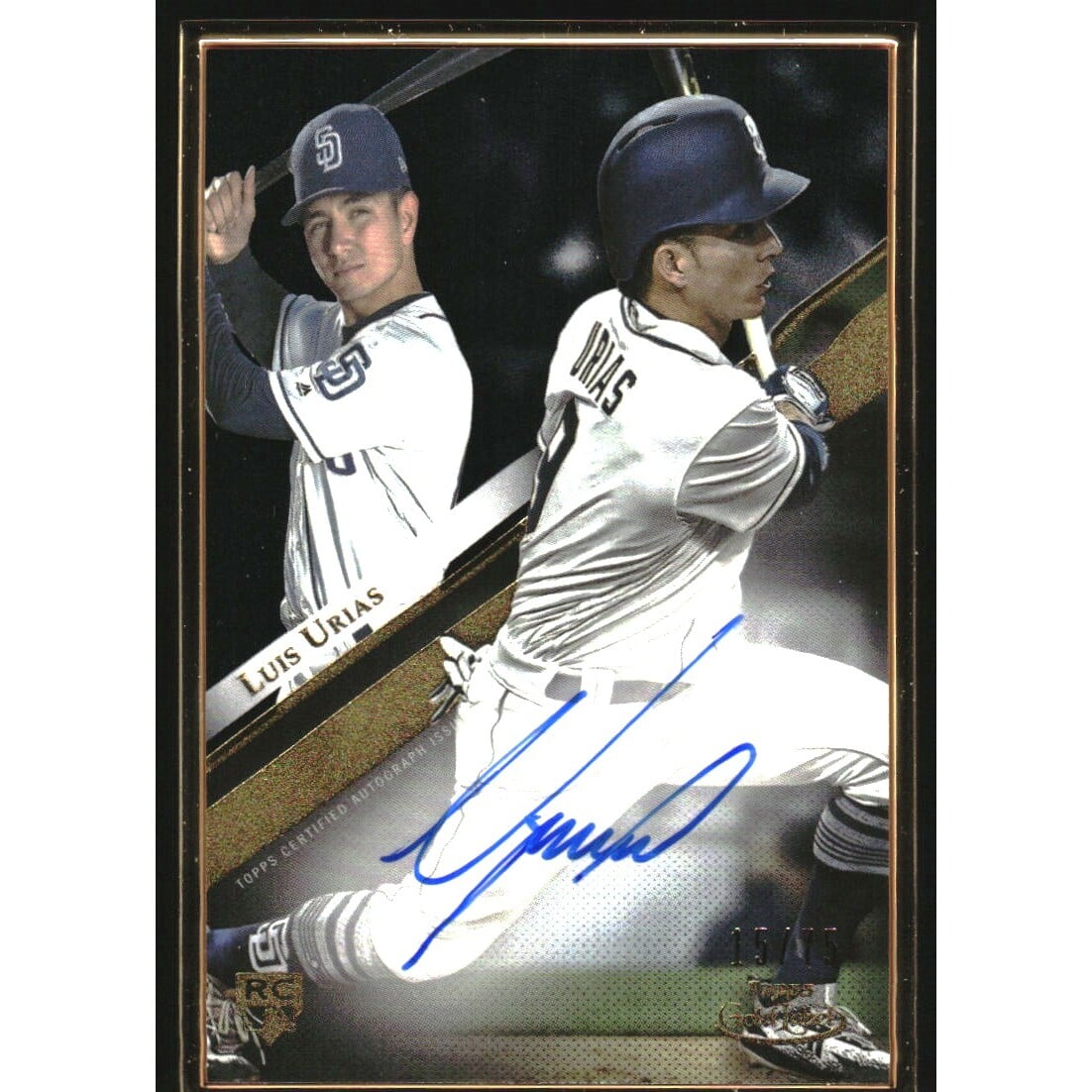 2019 Topps Gold Label Framed Autographs Black #GLALU Luis Urias/75. rookie card picture