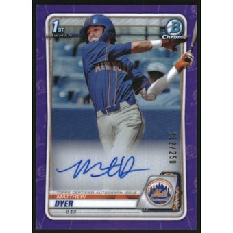 2020 Bowman Chrome Draft Autographs Purple Refractors #CDAMD Matthew Dyer