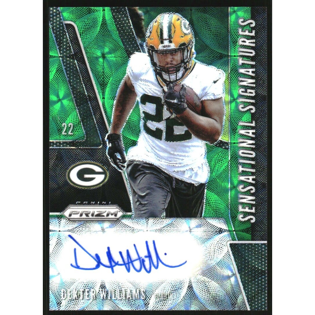 2019 Panini Prizm Sensational Signatures Prizms Green Scope #SEDEW Dexter Williams/75. rookie card picture