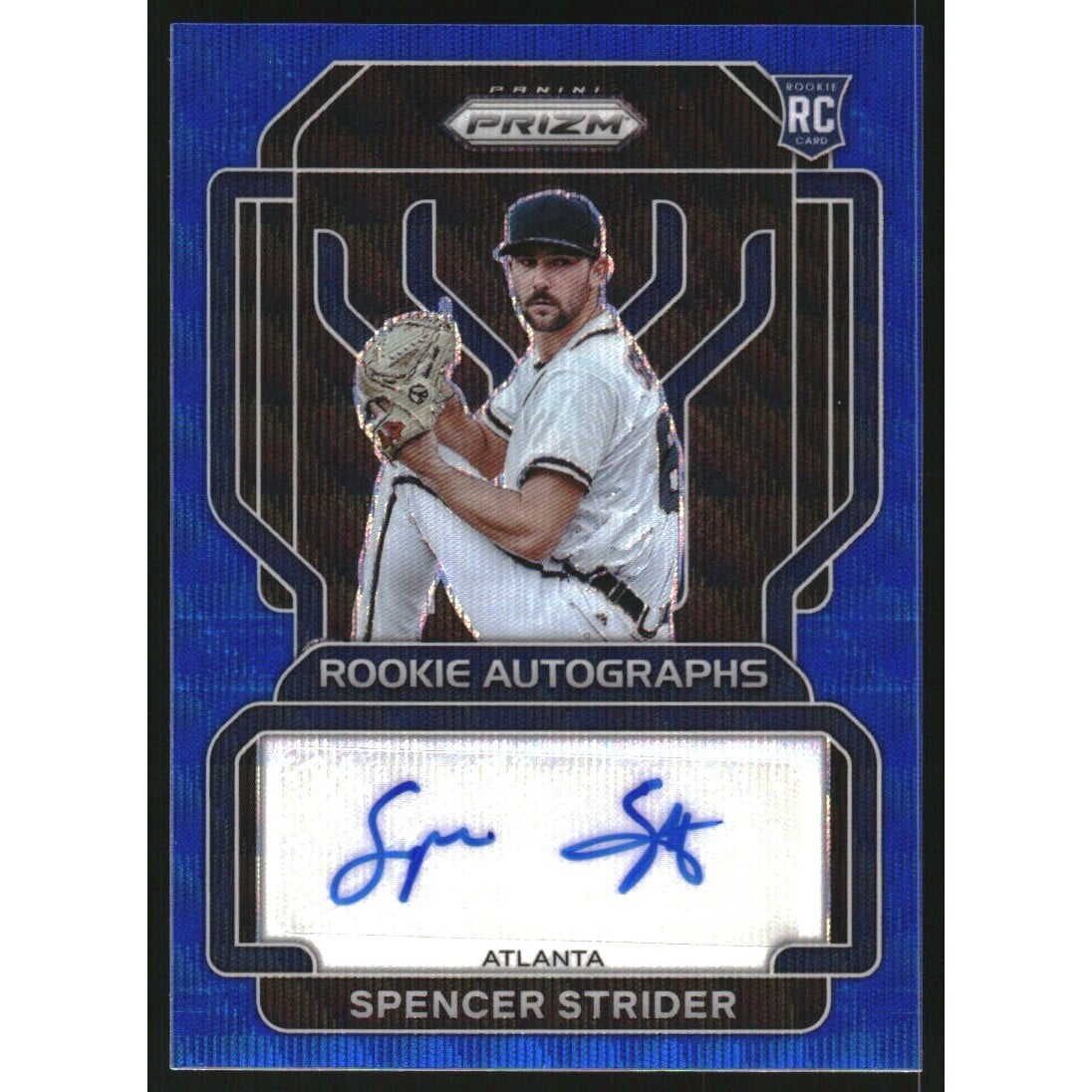 2022 Panini Prizm Rookie Autographs Prizms Blue Wave #RASS Spencer Strider. rookie card picture