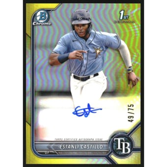 2022 Bowman Chrome Prospect Autographs Yellow Refractors #CPAEC Estanli Castillo
