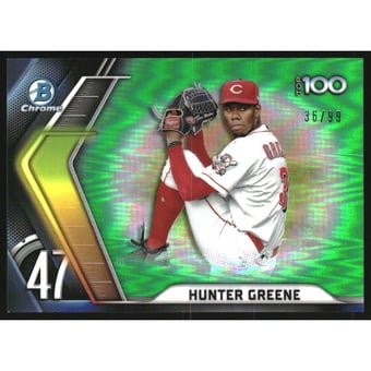 2022 Bowman Chrome Scouts Top 100 Green Refractors #BTP47 Hunter Greene