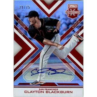 2016 Elite Extra Edition Autographs Status Red Die Cut #118 Clayton Blackburn/75