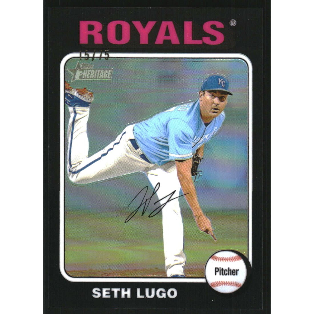 2024 Topps Heritage Chrome Black Refractors #395 Seth Lugo HN. rookie card picture