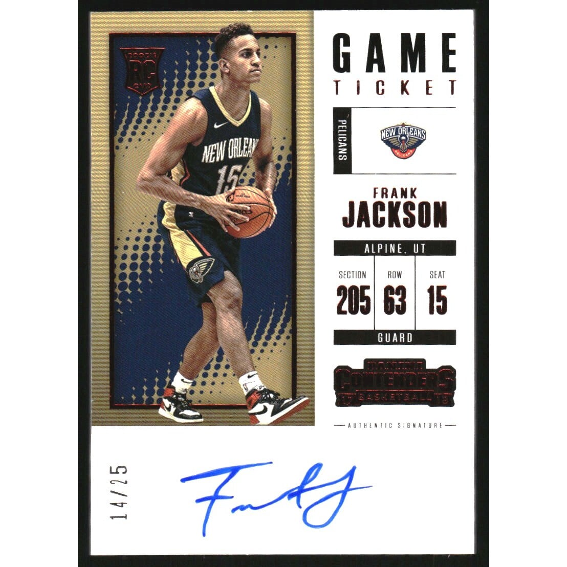 2017-18 Panini Contenders Rookie Game Ticket Retail Autographs #22 Frank Jackson. rookie card picture