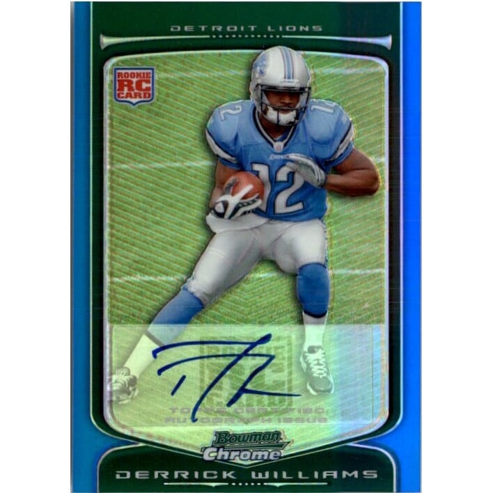 2009 Bowman Chrome Rookie Autographs Blue Refractors #123 Derrick Williams. rookie card picture