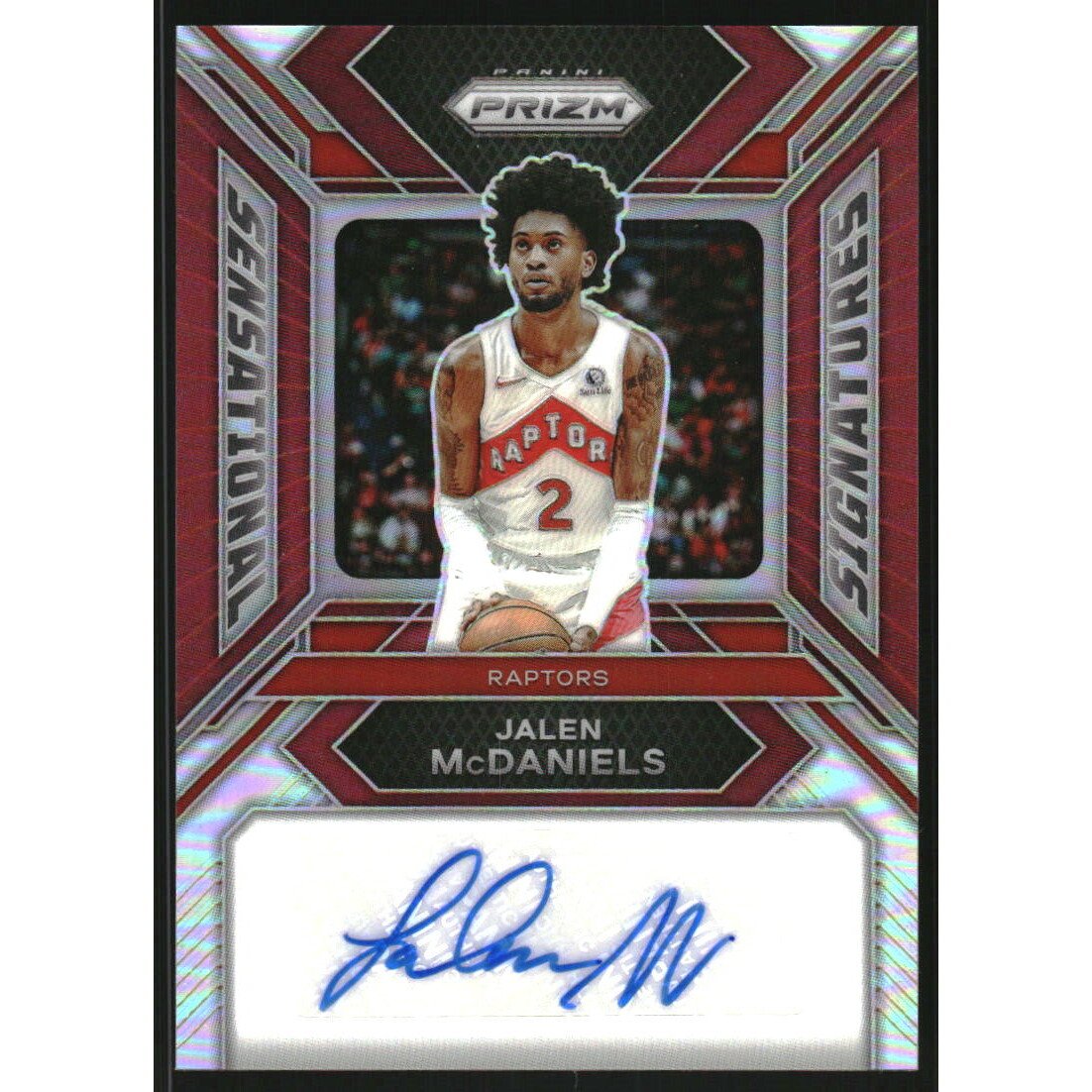 2023-24 Panini Prizm Sensational Signatures Prizms Red #12 Leaky Black. rookie card picture
