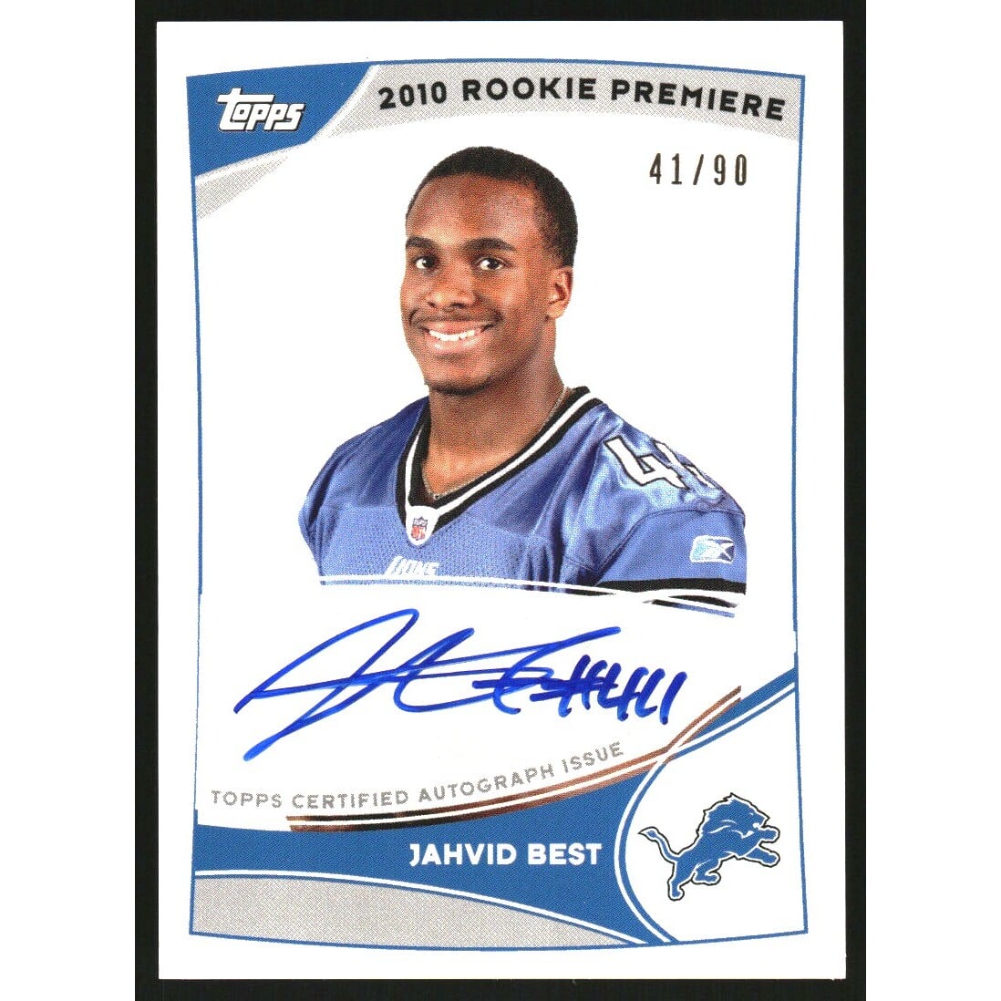2010 Topps Rookie Premiere Autographs #RPAJB Jahvid Best. rookie card picture