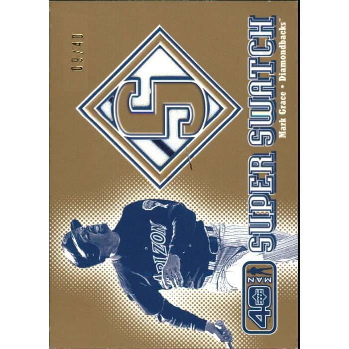 2002 Upper Deck 40-Man Super Swatch Gold #SMG Mark Grace. rookie card picture