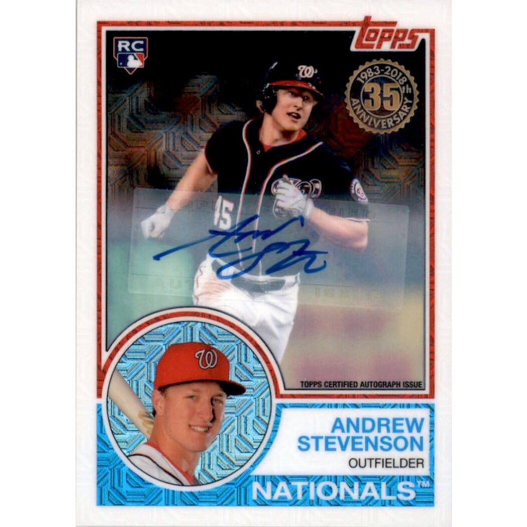 2018 Topps '83 Topps Silver Pack Chrome Autographs #45 Andrew Stevenson/199. rookie card picture