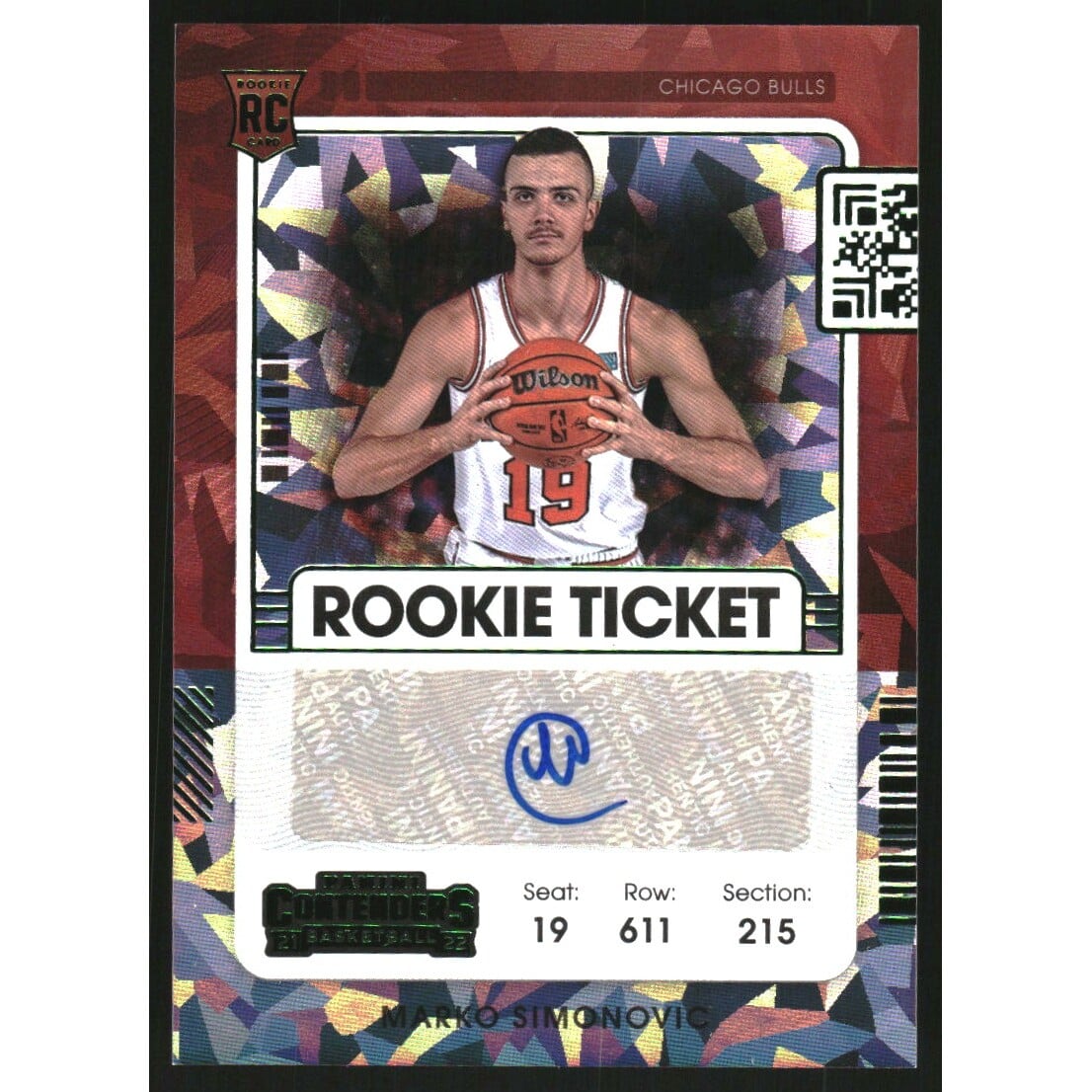 2021-22 Panini Contenders Green Ice #157 Marko Simonovic. rookie card picture