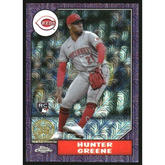 2022 Topps Update '87 Topps Silver Pack Chrome Purple Refractors #T87C52 Hunter Greene