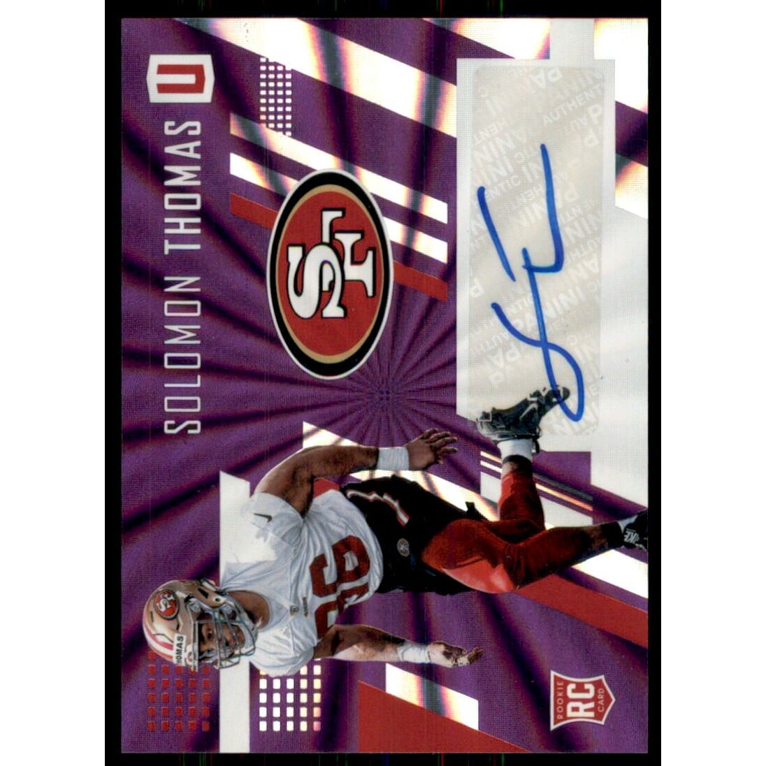 2017 Panini Unparalleled Rookie Autographs Purple #244 Solomon Thomas/99. rookie card picture